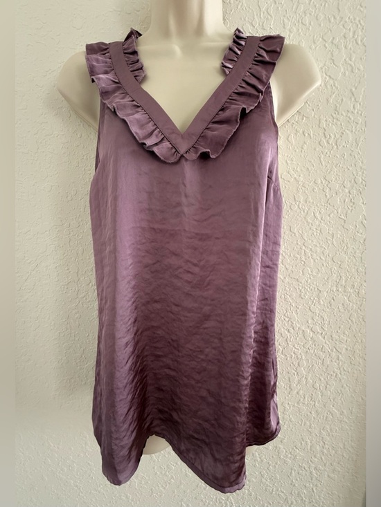 CAbi Tops - Cabi Dusty Mauve Ruffle Neck Sleeveless Blouse XS